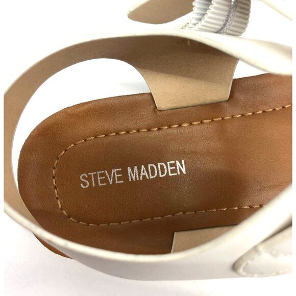 Steve Madden White Crystal Rhinestone Embellished Slingback Flat Sandals 5 - Picture 5 of 5